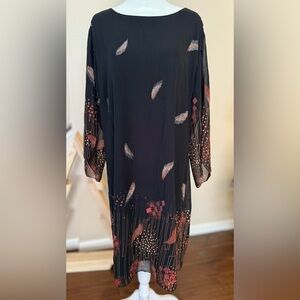 Grace Karin Black Dress with Feather Pattern, 3XL